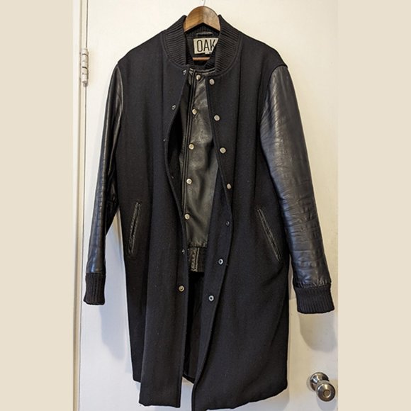 OAK NYC - Hybrid Layered jacket long leather coat - Picture 4 of 10